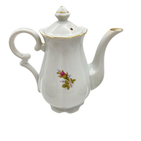 VTG Moss Rose coffee pot set Floral Chintz country cottage core shabby chic - Picture 10 of 16